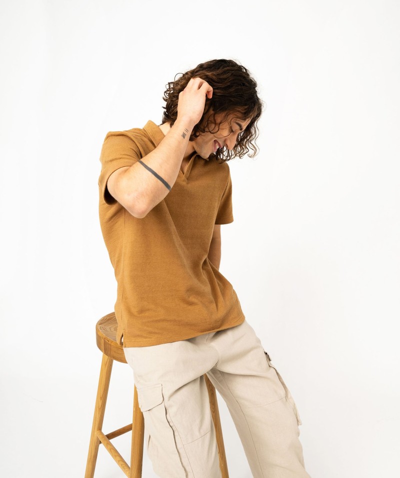 Polo à manches courtes en maille texturée homme